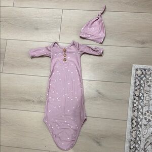 Caden Lane Pink Baby Footie with Hat